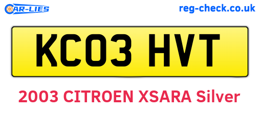 KC03HVT are the vehicle registration plates.