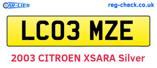 LC03MZE are the vehicle registration plates.