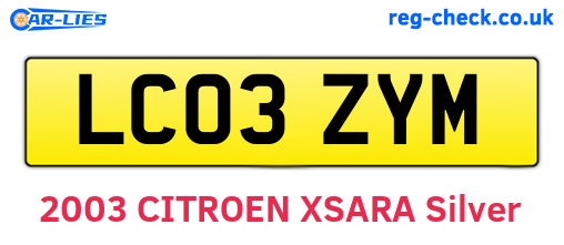 LC03ZYM are the vehicle registration plates.