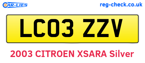 LC03ZZV are the vehicle registration plates.