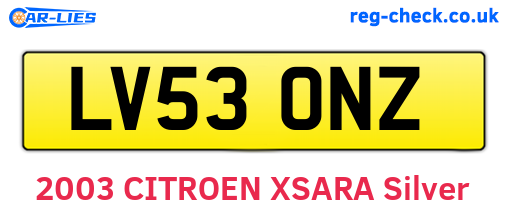 LV53ONZ are the vehicle registration plates.
