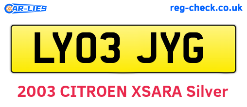 LY03JYG are the vehicle registration plates.