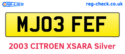 MJ03FEF are the vehicle registration plates.