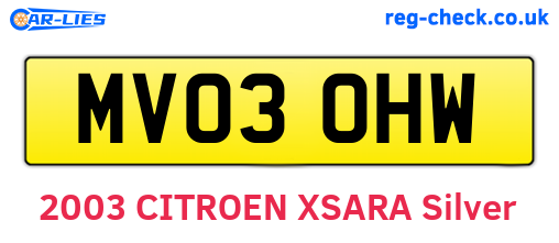 MV03OHW are the vehicle registration plates.