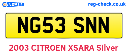 NG53SNN are the vehicle registration plates.
