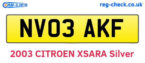 NV03AKF are the vehicle registration plates.