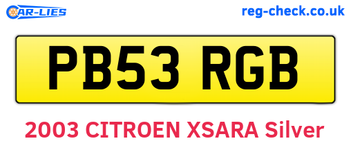 PB53RGB are the vehicle registration plates.