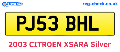 PJ53BHL are the vehicle registration plates.