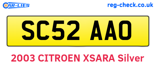 SC52AAO are the vehicle registration plates.