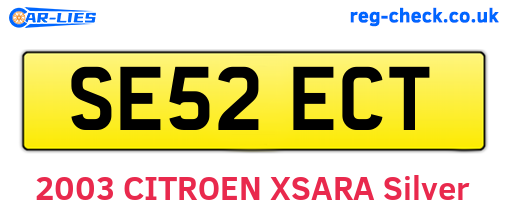 SE52ECT are the vehicle registration plates.