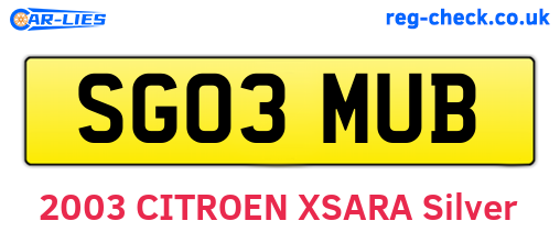 SG03MUB are the vehicle registration plates.