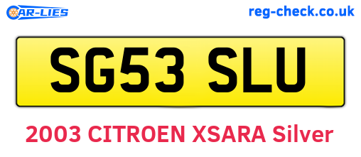 SG53SLU are the vehicle registration plates.