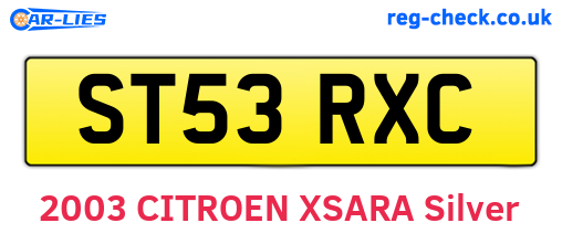 ST53RXC are the vehicle registration plates.