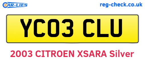 YC03CLU are the vehicle registration plates.