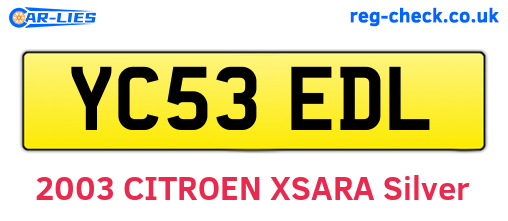 YC53EDL are the vehicle registration plates.