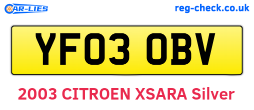 YF03OBV are the vehicle registration plates.