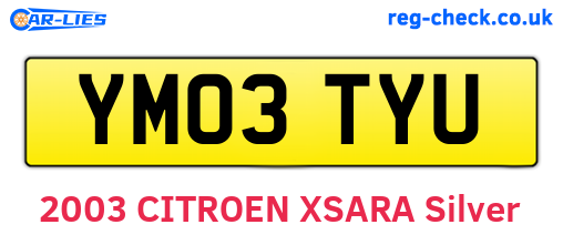 YM03TYU are the vehicle registration plates.