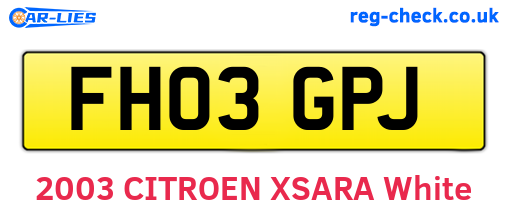 FH03GPJ are the vehicle registration plates.