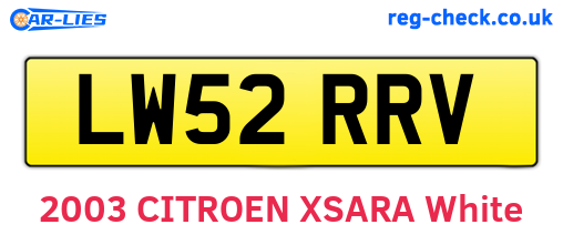 LW52RRV are the vehicle registration plates.