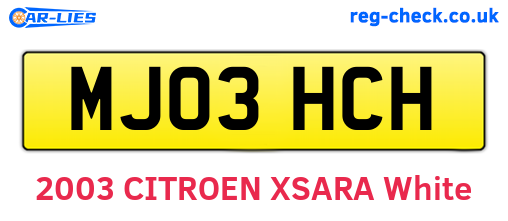 MJ03HCH are the vehicle registration plates.