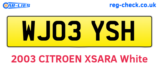 WJ03YSH are the vehicle registration plates.