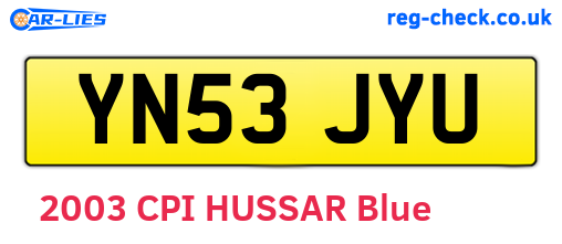 YN53JYU are the vehicle registration plates.