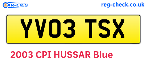 YV03TSX are the vehicle registration plates.