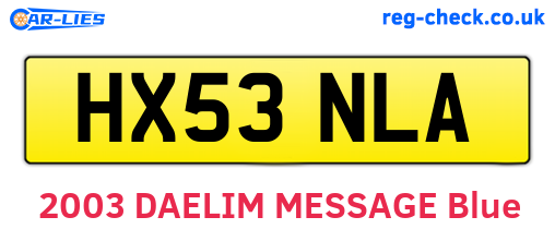 HX53NLA are the vehicle registration plates.