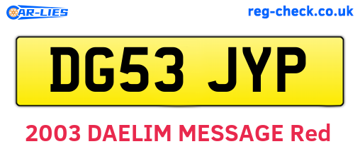 DG53JYP are the vehicle registration plates.