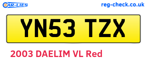 YN53TZX are the vehicle registration plates.