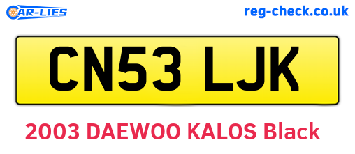CN53LJK are the vehicle registration plates.