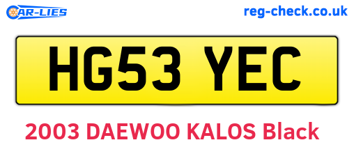 HG53YEC are the vehicle registration plates.