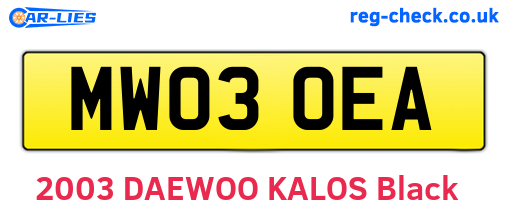 MW03OEA are the vehicle registration plates.