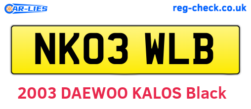 NK03WLB are the vehicle registration plates.