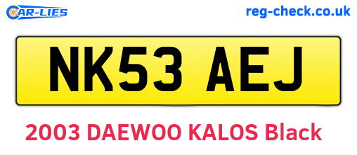NK53AEJ are the vehicle registration plates.