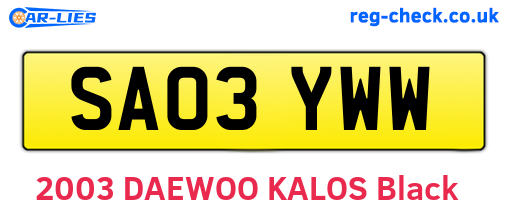 SA03YWW are the vehicle registration plates.