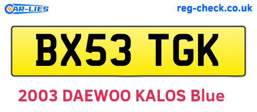 BX53TGK are the vehicle registration plates.
