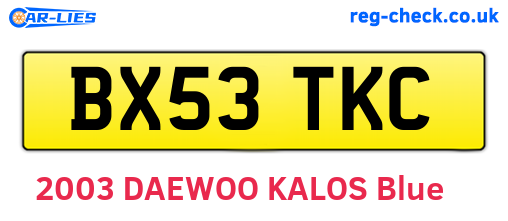 BX53TKC are the vehicle registration plates.