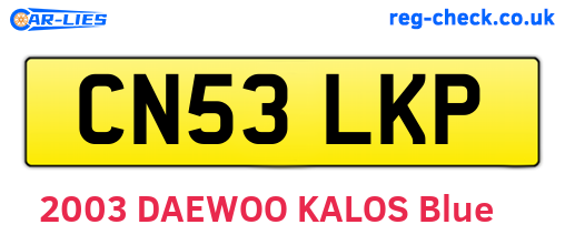 CN53LKP are the vehicle registration plates.