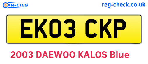 EK03CKP are the vehicle registration plates.