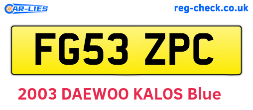 FG53ZPC are the vehicle registration plates.