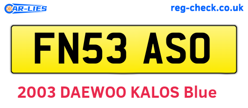 FN53ASO are the vehicle registration plates.