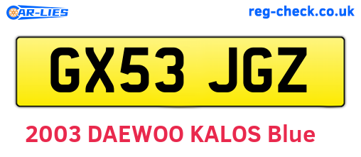 GX53JGZ are the vehicle registration plates.