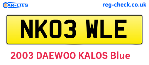 NK03WLE are the vehicle registration plates.