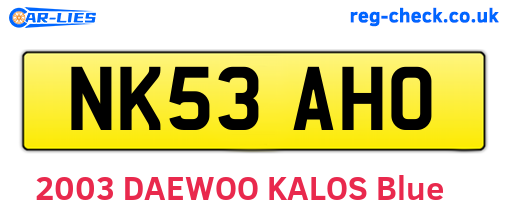 NK53AHO are the vehicle registration plates.