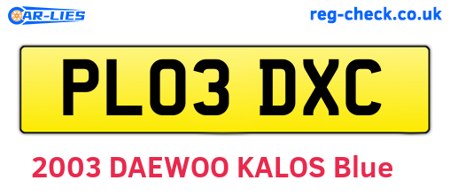PL03DXC are the vehicle registration plates.