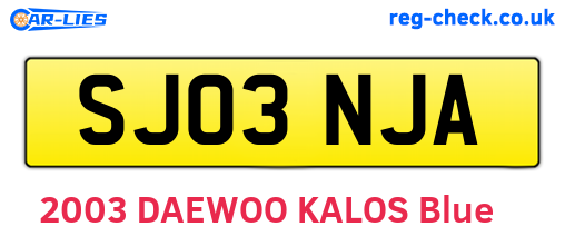 SJ03NJA are the vehicle registration plates.