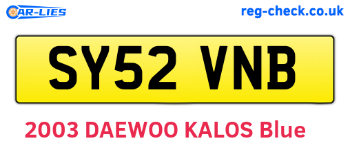 SY52VNB are the vehicle registration plates.