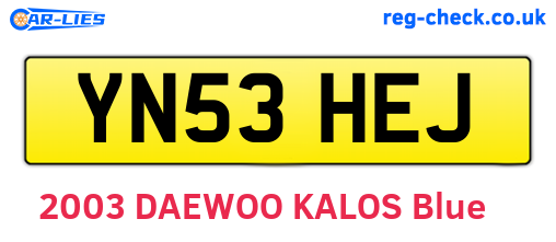 YN53HEJ are the vehicle registration plates.