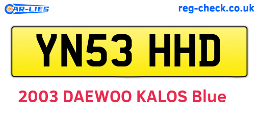 YN53HHD are the vehicle registration plates.